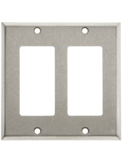 Classic Double Gang GFI Cover Plate In Brushed Stainless.